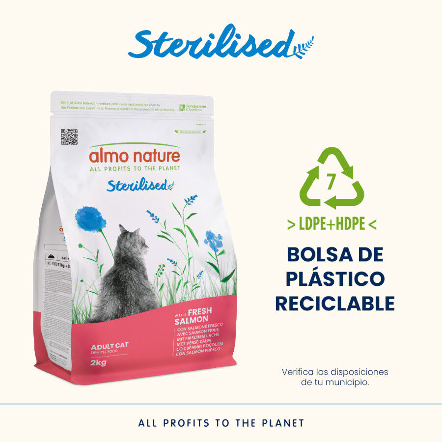 2 kg Almo Nature Sterilised de Salmon pienso para gatos, , large indicador imagen numero 4